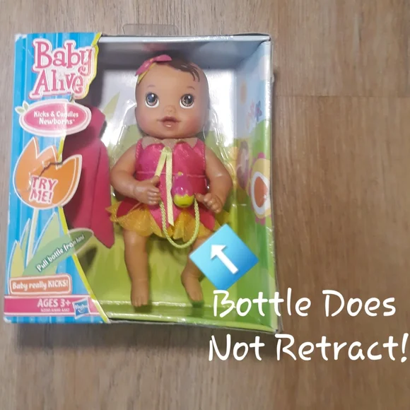 Baby Alive Kicks and Cuddles Newborn Doll - 6" Doll Bottle Does Not Retract - Picture 11 of 17